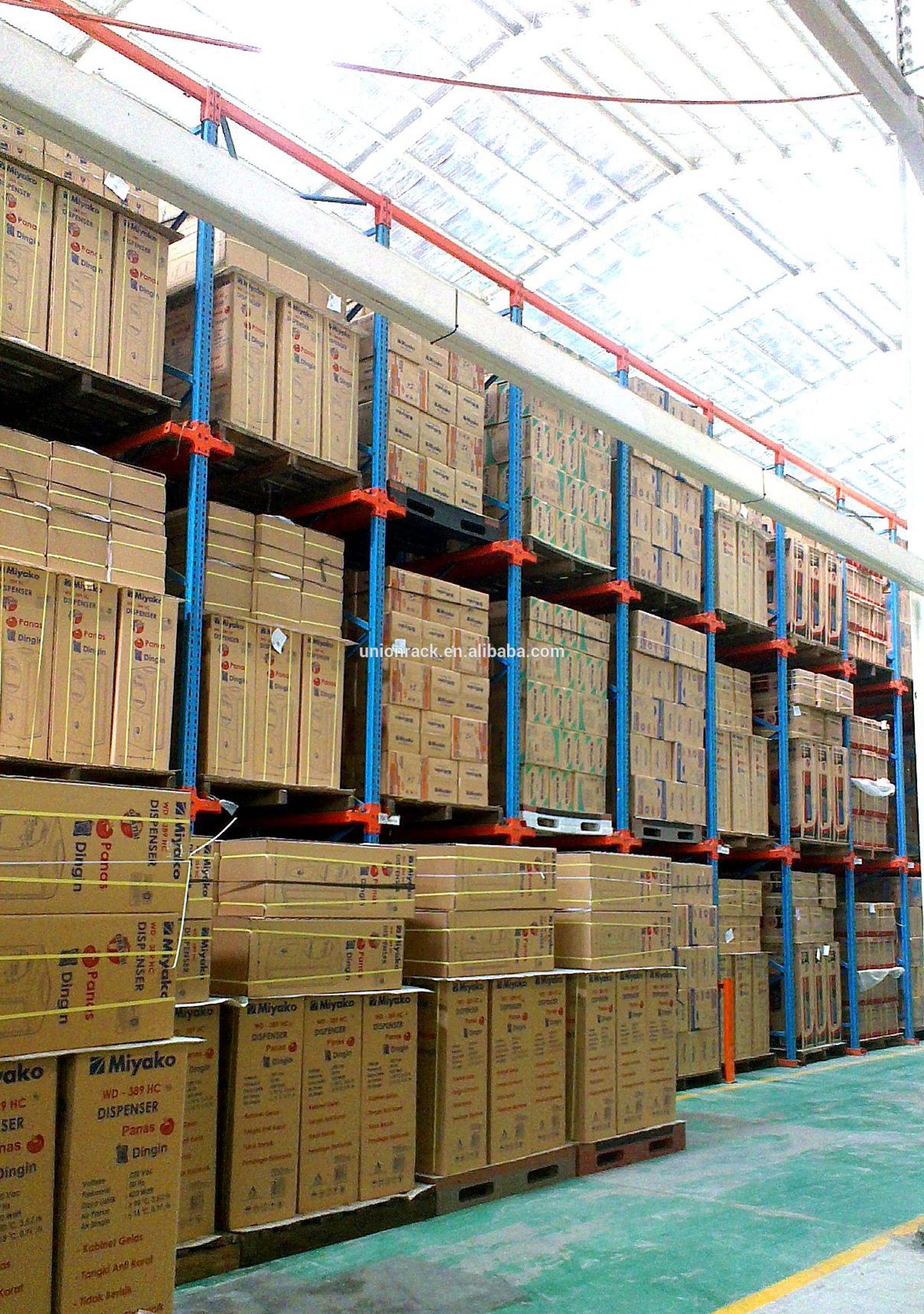 Heavy duty storage drive in rack pallet racking