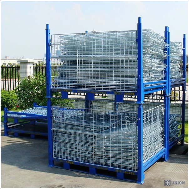 Powder Coating/Galvanized Foldable Stacking Metal Pallet Cage For Sale