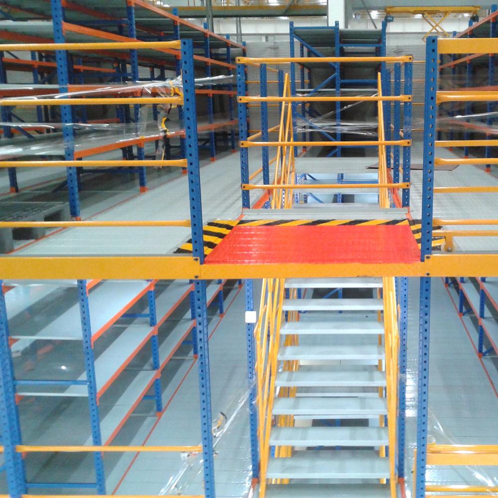 Warehouse metal storage rack multi-level mezzanine racking