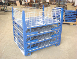 Warehouse Stackable Steel Wire Mesh Cage Pallets